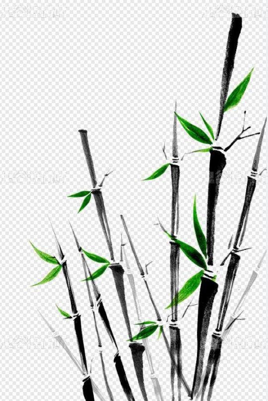 手绘水墨竹子免扣柱子植物图标素材
