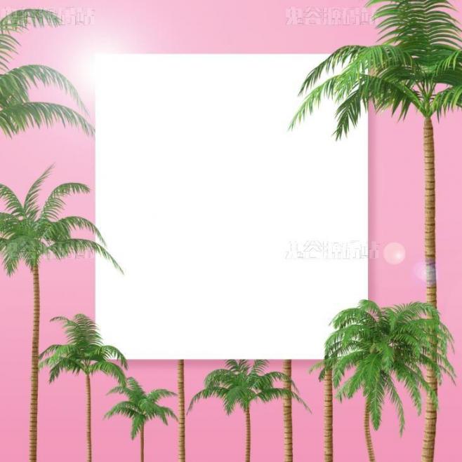 粉色椰树背景素材分享