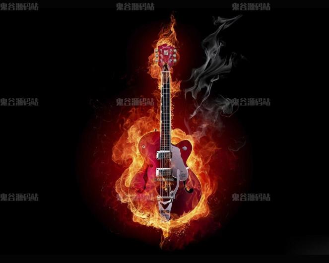 [唯美壁纸]火烧的吉他创意壁纸
